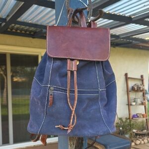 CnC Custome National Navy Blue Suede Leather drawstring bucket bag Backpack